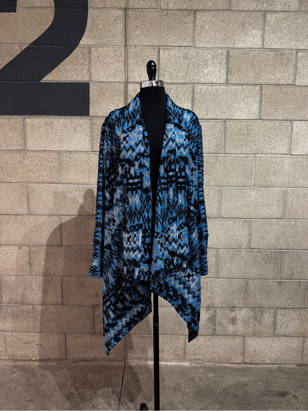 Nathalia Gaviria Convertible Art-to-Wear Festival Jacket Blue Black Embroidered